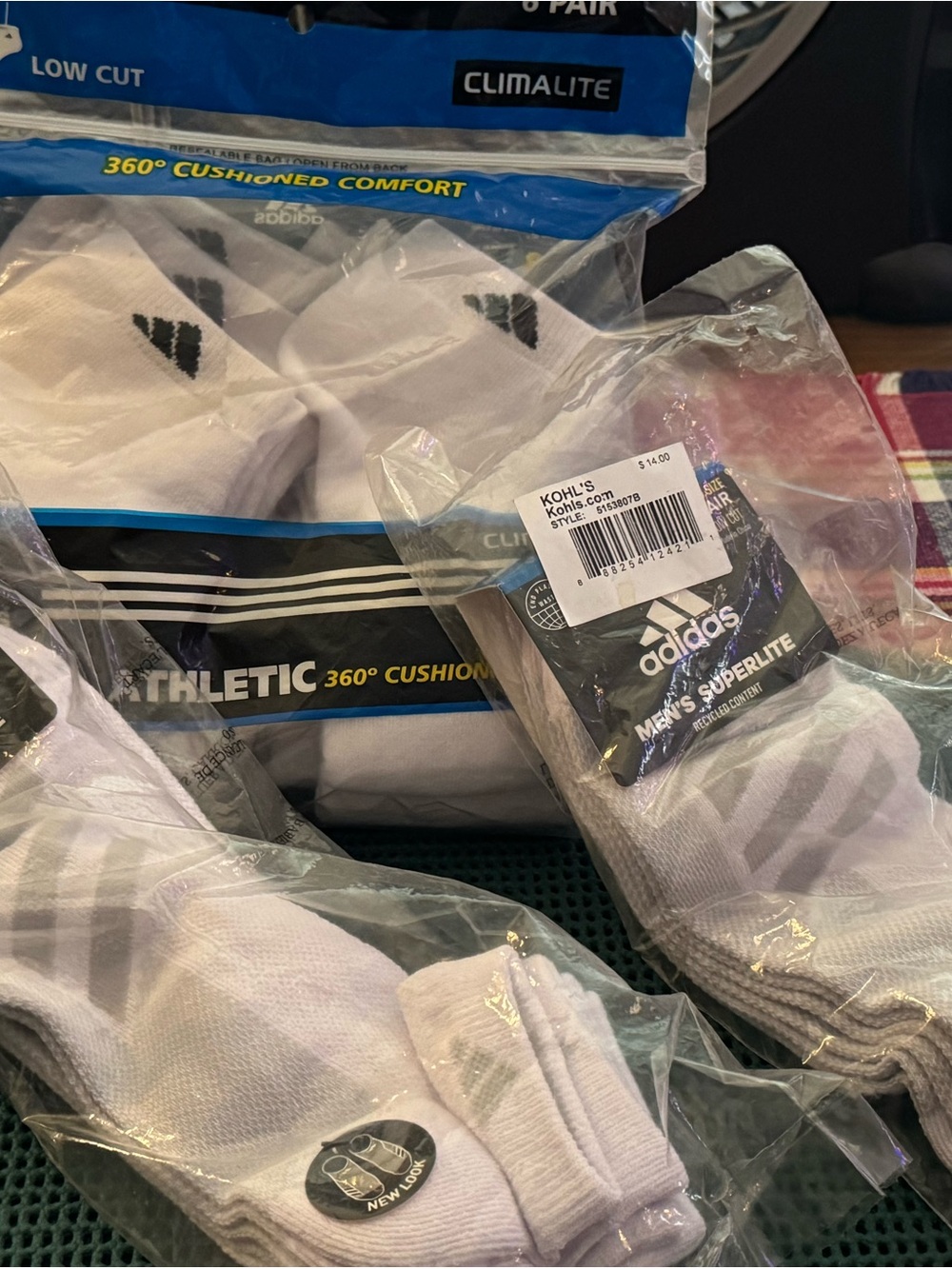 Adidas White Low-Cut Athletic Socks with Black Logo – 12 Pair Sock bundle